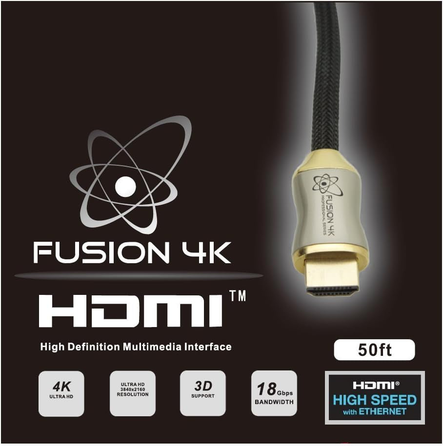 Premium 50ft High Speed 4K HDMI Cable - 4K @ 60Hz, CL3 Rated for Professional Use